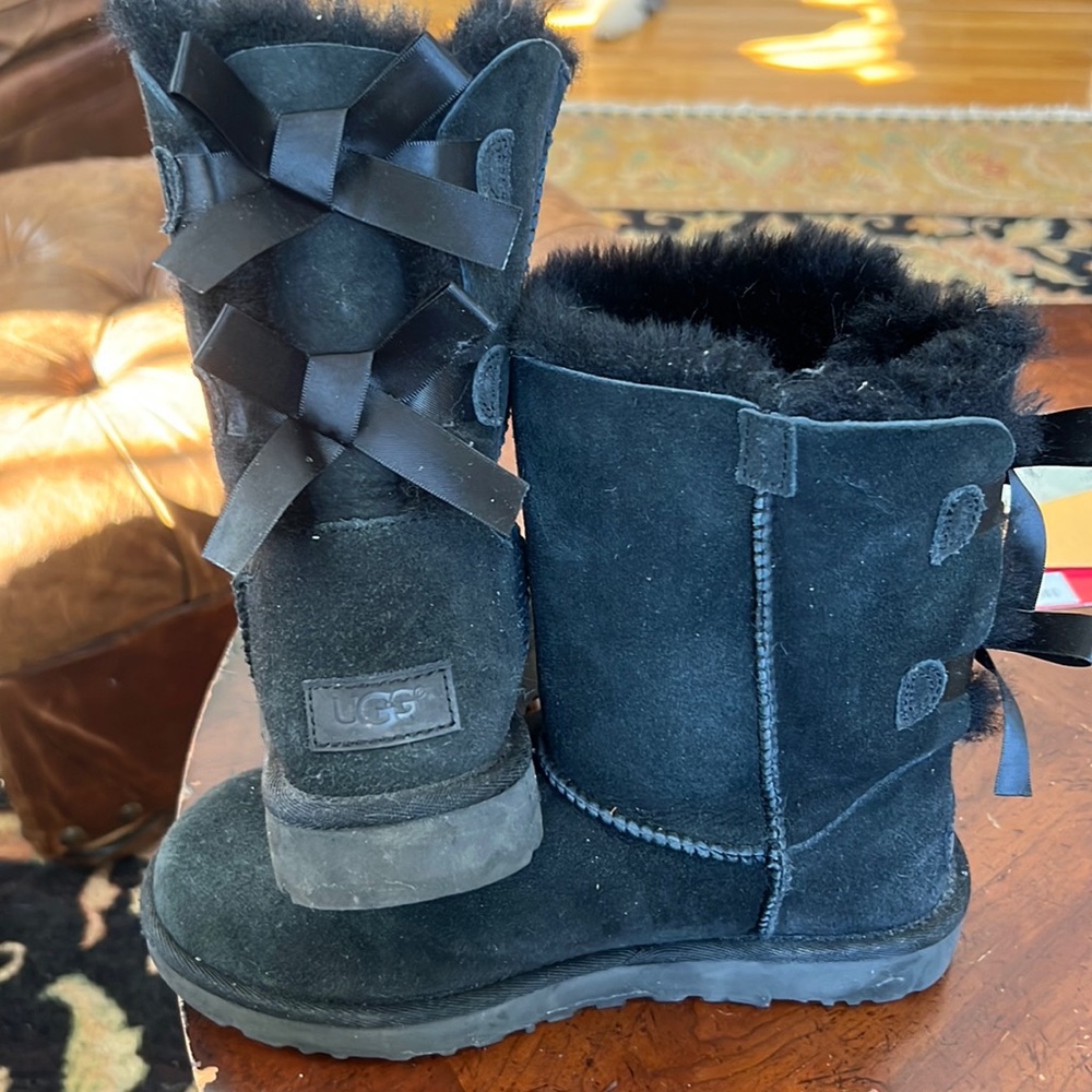 UGG black suede with back bow